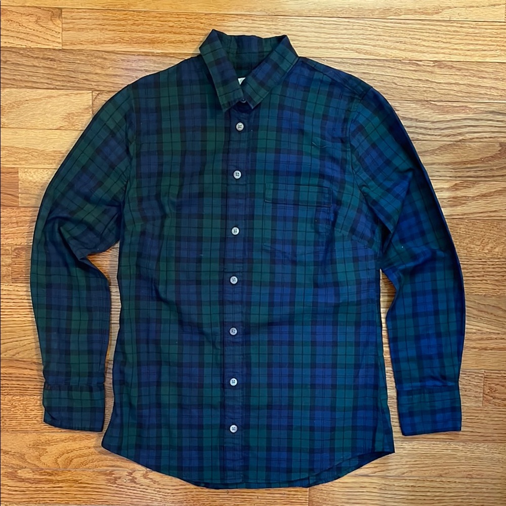 NWOT J. Crew Green and Blue Tartan Pattern Button Down Shirt